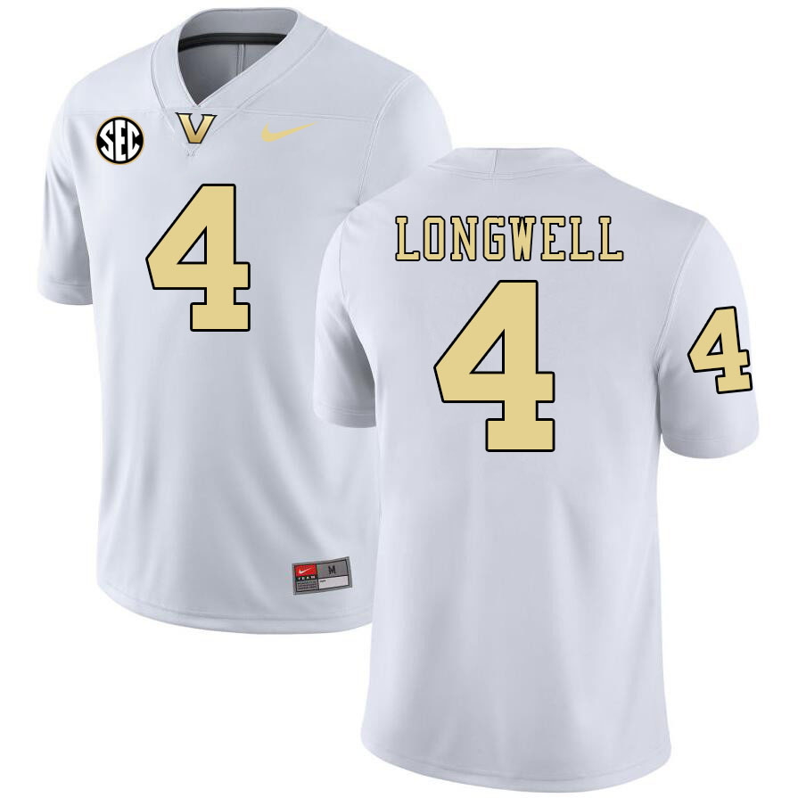 Bryan Longwell Jersey,Vanderbilt Commodores #4 Bryan Longwell Football Jersey,Uniforms-White 2024